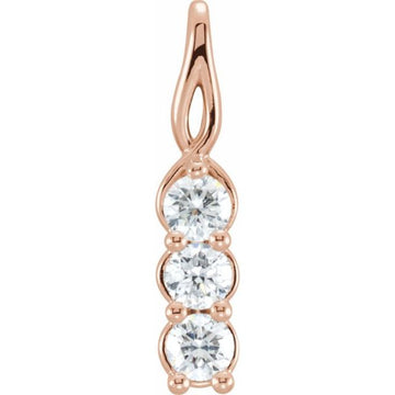 14K Rose 1/3 CTW Natural Diamond Three-Stone Pendant